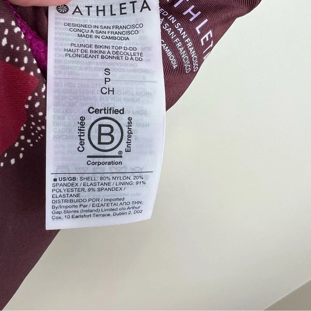 Athleta Plunge‎ Bikini D- DD Top Size Small hero bloom
